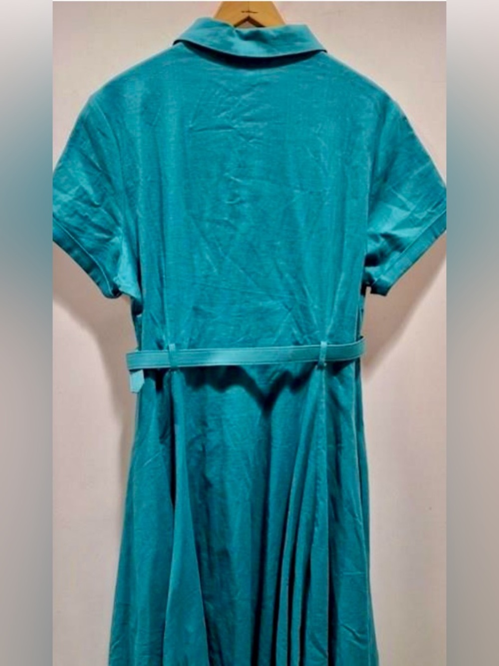 Collectif Teal Button-Front Midi Dress - Picture 3 of 4